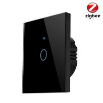 Europinis standartas Zigbee išmanusis jutiklinis jungiklis: Gyvas/Neutralus arba Vienas gyvas laidas, Valdomas programėle black