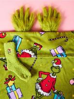 Sinsay - Kalėdinis rinkinys: vaikiškas pledas su kojinėmis Grinch - geltonai žalia