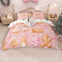 Homewish Kawaii Meduoliukų Antklodės Užvalkalų Rinkinys Mergaitėms Berniukams, Kalėdinės Eglutės Senelio Šalčio Antklodės Užvalkalų Rinkinys, Sniego Senelio Patalynės Rinkinys UK C 120x150cm 2pcs&set