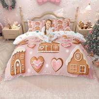 Homewish Kawaii Meduoliukų Antklodės Užvalkalų Rinkinys Mergaitėms Berniukams, Kalėdinės Eglutės Senelio Šalčio Antklodės Užvalkalų Rinkinys, Sniego Senelio Patalynės Rinkinys DE XS 100x135cm 2pcs&set white