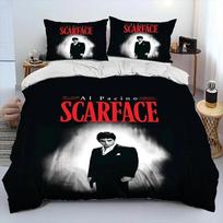 Filmo „Scarface“ Tony 3D spausdinimo pledas, patalynės komplektas, antklodės užvalkalas, lovos komplektas, dygsniuoto užvalkalo komplektas, pagalvės užvalkalas, Karališkojo dydžio, Karalienės dydžio patalynės komplektas, Vaikams 70x133cm 3pcs gray