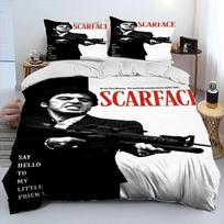 Filmo „Scarface“ Tony 3D spausdinimo pledas, patalynės komplektas, antklodės užvalkalas, lovos komplektas, dygsniuoto užvalkalo komplektas, pagalvės užvalkalas, Karališkojo dydžio, Karalienės dydžio patalynės komplektas, Vaikams 70x133cm 3pcs white
