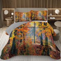 Rudens klevo lapų pledas dvigulei lovai Queen Rustic Farmhouse dygsniuoti patalynės komplektas Rudens nukritusių lapų užklotas Helovino kambario dekoras EU Single(135*200cm)3pcs brown