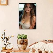 Vintažinis metalinis sienos menas Retro pin-up moters paveikslas Bohemiškas dekoras su iš anksto išgręžtomis skylėmis 20x30cm brown