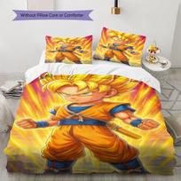 Son Goku Rašto Patalynė, Antklodės Komplektas Antklodės Užvalkalas Pagalvės Užvalkalas Namų Gimtadienio Dovana (1 * antklodės užvalkalas + 2 * pagalvės užvalkalai, be šerdies) 135x200cm yellow