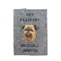 Griffon Bruxellois, Brussels Griffon - Dog passport case, document case, gift for the traveller from the Art-Dog brand pilka spalva