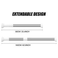 Extendable Shower Curtain Rod Curtain Tension Pole 50-260CM No Drill Telescopic Curtain Pole Adjustable Strong Shower Rail black