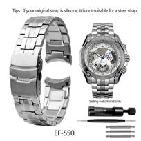 Casio EF-550 EF-524 Nerūdijančio plieno laikrodžio apyrankė 22mm Sidabrinė apyrankė Sulankstama sagtelė Apyrankė Metalinis dirželis Vyriško laikrodžio grandinėlė 22mm gray