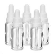 Stiklinis buteliukas 20 ml su baltąja pipete, 5 vnt. rinkinys