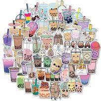 10/30/50pcs Cute Pearl Milk Tea Stickers Bubble Tea Drink Cartoon Decals for Kid DIY Laptop Water Bottle Kawaii Sticker Toy Gift gray