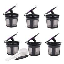 Daugkartinio naudojimo K puodeliai Keurig aparatams - Universalus tinka 1.0 ir 2.0 Keurig kavos aparatai - Užpildomi K puodeliai kavos filtrai 6pcs juoda