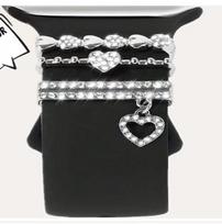 Rhinestone Heart-Shaped Pendant Watch Strap for Apple Watch - DIY Accessory. gray