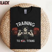 Attack on Titan Gym Shirt | Levi Ackerman Training Tee for Anime Fans 110 black