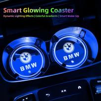 Car Stickers Car Glowing Coasters LED Light Water Cup Mat For BMW Mini Cooper One JCW WORKS F54 F55 Car USB Charging Coasters blue