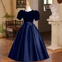 Big Kids Girls Princess Formal Evening Gown Violin Piano Performance Dress 160 tamsiai mėlyna spalva