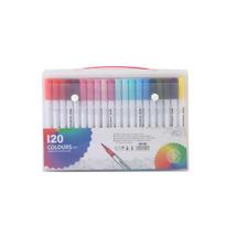 12-120 Colores Set Dual Brush Markers Pens,(Fineliner & Brush) Art Markers, Artist Coloring Marker Set for Adult Coloring Books No Bleeding 120pcs balta