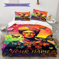 Name Custom Frida Kahlo Pattern Bedding Set Quilt Cover Pillowcase Home Decor Gift (1 * duvet cover + 2 * pillowcase, without core) 140x200cm