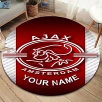 Afc Ajax herbas Individualus pavadinimas Apvalus kilimas Kilimas svetainei, miegamajam, sofai, žaidimų kambariui Dekoracija Neslystantis grindų kilimėlis 100cmx100cm