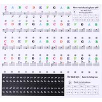1pc Piano Key Note Stickers, Large Bold Letters for 88/61/54 Keyboards, Removable Learning Labels, Transparent Practice Aid white