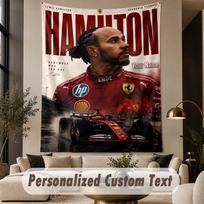 Custom Text Tapestry Lewis Hamilton Print Wall Tapestry Indoor Living Room Wall Decor 130cmx150cm