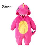 Infant Fleece Onesie Baby Dinosaur Costume, Halloween Hooded Outfit, Soft Plush Jumpsuit Cute with Spikes And Tail for Toddlers Boys Girls Holiday 6-9M rožinė raudona spalva