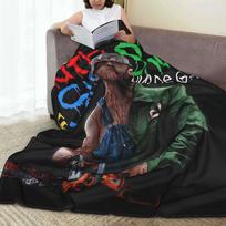 Famous Rapper Eminem Blankets Portable Flannel Sofa Throw Blanket for Couch Bedding Office Throws Bedspread Quilt 75X95CM gray