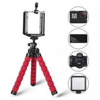 Flexible Octopus Tripod for Phone with Clip Holder Portable Mini Stand for iPhone Samsung Xiaomi Android Camera Car Bike Travel raudona