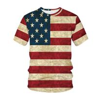 Naujas Amerikos vėliavos 3D spausdintas marškinėlis Moteriška mada Gatvės apranga Trumpomis rankovėmis marškinėlis Amerikietiško vintažinio stiliaus moteriškas trumpomis rankovėmis 2XL beige