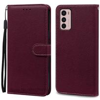 G42 dėklas Motorola G42 dėklui Piniginė Odinis atverčiamas dangtelis Motorola Moto G42 dėklui Minkštas knygos tipo dėklas Coque Fundas Etui For Motorola G42 vyno raudonos spalvos