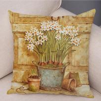Vintage Flowers Bonsai Cushion Cover for Sofa Home Car Decor Hand Painted Plant Floral Pillow Case Soft Plush Pillowcase x 66x66cm auksas