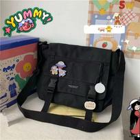 Harajuku Versatile Messenger Bag, Retro Street Crossbody Bag, Student School Canvas Bag,Casual Large Capacity Shoulder Bag white