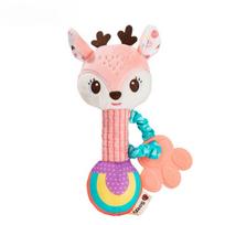 1pcs 0-6 Months Dental Gum Hand Grip Plush Doll Can Bite Practice Grasping Parent Baby Interactive Puzzle Rattle Soothing Toy white