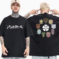 Anime Juodasis dobilas raštuotas marškinėliai Gatvės Aukštos kokybės laisvalaikio marškinėliai Anime marškinėliai Viršutiniai drabužiai Per didelis marškinėlis Vyriški drabužiai 4XL gray