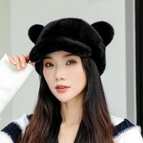 New Mink Hair Cap Women's Winter Warm Hairball Cute Hat Thickened Warm Women's Hat Outdoor Adjustable juoda