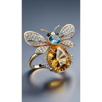 Korean Pearl Ring Light Luxury Fashion Little Bee Ring, Ring, Personalized Rhinestone no. 10 gray