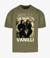 Kariniai žali Milli Vanilli trumpomis rankovėmis unisex marškinėliai, visų dydžių S-5XL SU325 M black