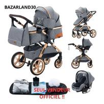 BAZARLAND30. 3 viename vežimėlis Kūdikio Kombinuotas Automobilio Sėdynė Lopšys Trio Apverčiamas Reguliuojamas Aukštos Kokybės Nepraleidžiantys Padangų .MĖLYNAS/PILKAS pilka