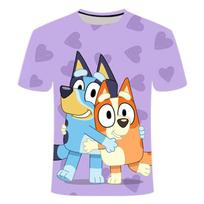 2026 Unisex Toddler Bluey 3D Tee Summer Lightweight Cool Short Sleeve Cartoon Anime Print T-Shirt for Boys & Girls Daily 130 pink