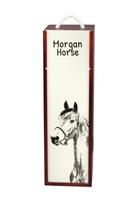 Morgano arklys - vyno dėžutė su arkliu, alkoholio dėžutė su grafika, personalizuota dovanų dėžutė iš Art-Dog prekės ženklo ruda