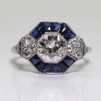 Classic Irregular Ladder Sapphire Women's Ring for Party Anniversary Fashion Jewelry Hand Accessories Size5-12 12 gray