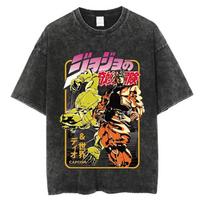 Jojos Bizarre Adventure Anime T-shirt 2026 Summer Mens Cotton Graphic Tee Loose Streetwear Casual Hip Hop Streetwear Oversized Tshirt XXXL žalia