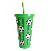 1/6/12 vnt. 710 ml plastikinis futbolo puodelis 24 oz futbolo tematikos termosas Daugkartinio naudojimo gertuvė Rungtynių diena Sportas Futbolo vakarėlio reikmenys Gerbėjo dovana A green