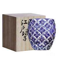 Violet Edo Kiriko Hand Cut Crystal Whiskey Glass Seven Treasure Pattern Wine Drinking Cup Brandy Whisky Snifter Wood Gift Box 345ml gray