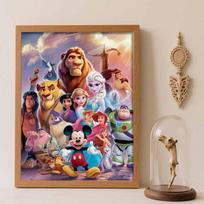 Disney diamond painting full drill 5D Mickey Mouse characters diamond art home decoration creative handicrafts Round 30x40cm gray
