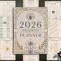 2026 Modern Witch Magic Theme Planner & Calendar Notebook Other beige