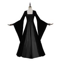 Moteriška gotikinė vintažinė suknelė Juoda tunika Ilga suknelė Viduramžių dvaro stiliaus Renesanso Cosplay kostiumas Retro suknelė M pilka
