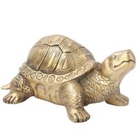 Pure Brass Handmade Longevity Tortoise Home Feng Shui Ornament Gift Symbol of Peace beige