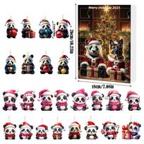 Christmas Countdown Blind Box With Adorable Panda Hanging Decor For Holiday Gift Giving Style C black