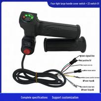 Electric Vehicle Throttle Handle with 4-Light Display & Voltage Switch 60V black