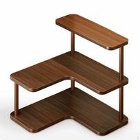 Ergonomiška stalo kampo laikymo lentyna | Kompaktiška, lentyna, virtuvės stalviršiui, riešuto spalvos Walnut brown